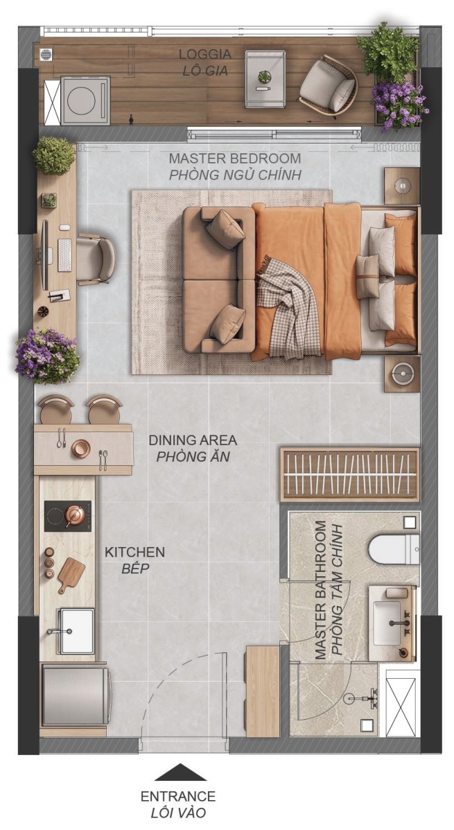 Mặt bằng căn hộ Studio
